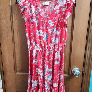 LOFT Coral Floral Mini Dress